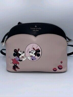 kate spade Pink and Black Leather Minnie Mouse Dome Crossbody Bag. *please read*